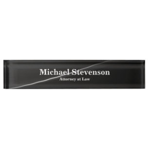 Attorney at Law Gray Elegant Modern Desk Nameplate