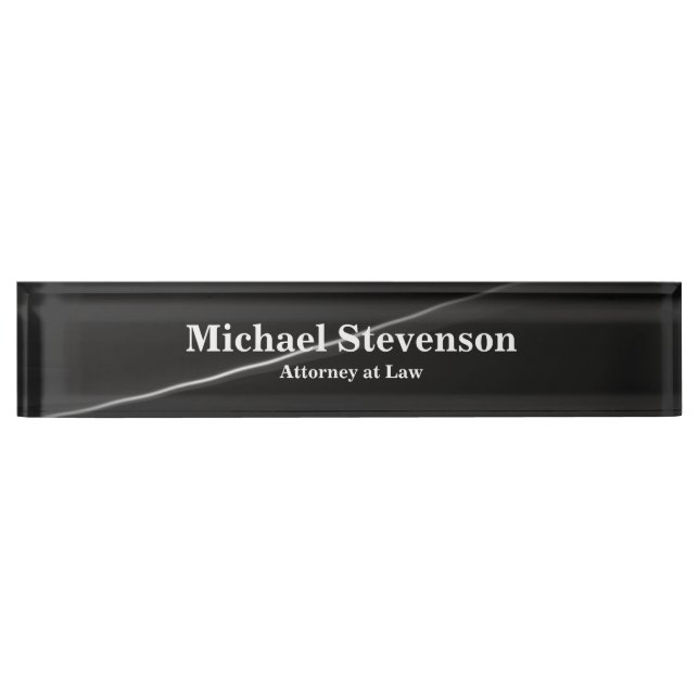 Attorney at Law Gray Elegant Modern Desk Nameplate (Front)