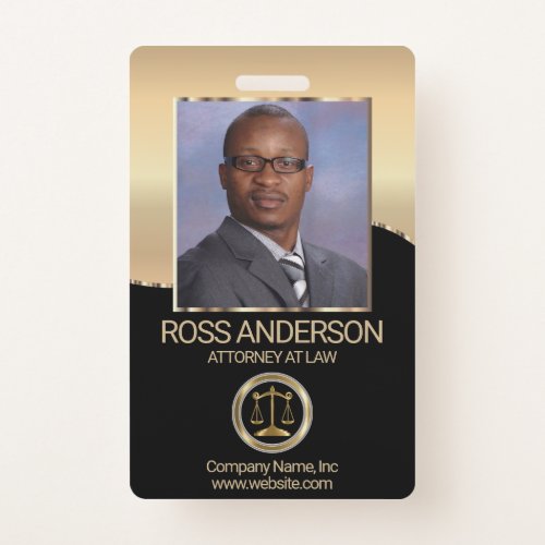 Attorney at Law in Black and Gold Badge