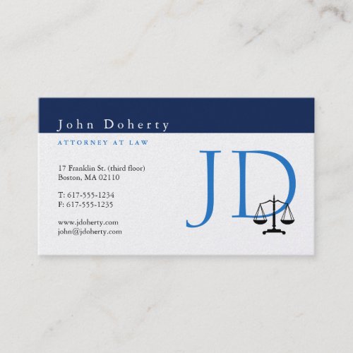 Attorney at Law  Initials Business Card