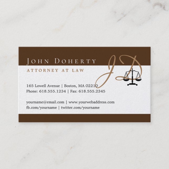Attorney at Law | Initials Business Card (Front)