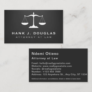 Attorney at Law Justice Scale Black Business Card