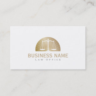 Attorney at Law Justice Scale & Gold Sun Lawyer Business Card