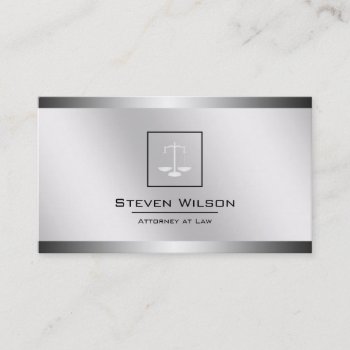Attorney At Law Justice White Silver Legal Scale Business Card by tsrao100 at Zazzle
