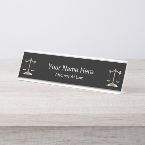 Attorney at Law  Lawyer _ Black and Silver Desk Name Plate