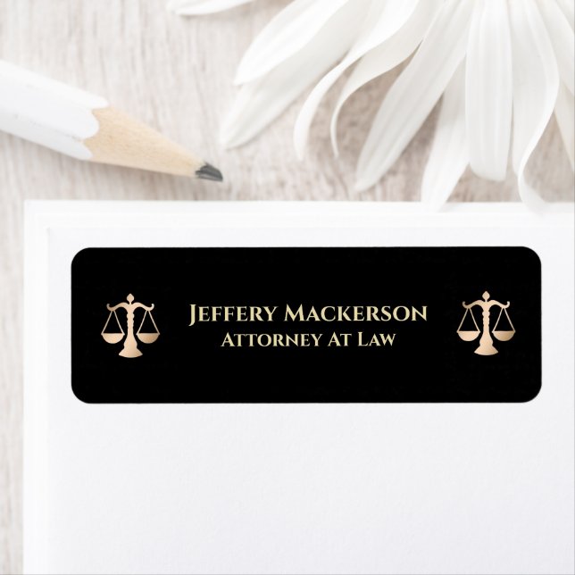 Attorney At Law Lawyer Black Gold Personalize  Label (Insitu)