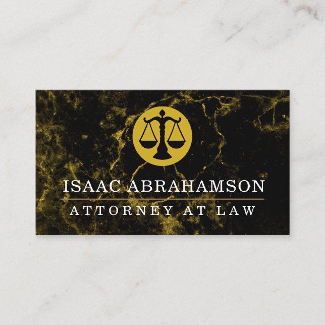 Attorney at Law Lawyer Black Marble Business Card (Front)