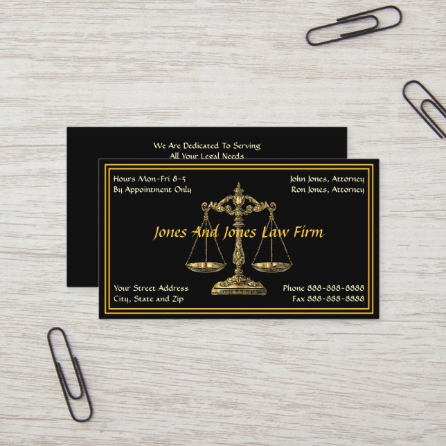 Attorney At Law Lawyer Business Card (Front/Back In Situ)