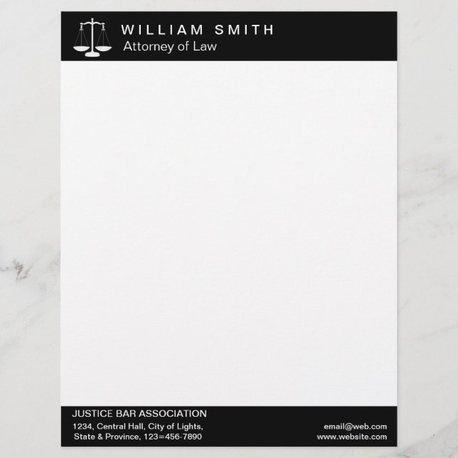 Attorney At Law Lawyer Justice Professional Letterhead (Front)