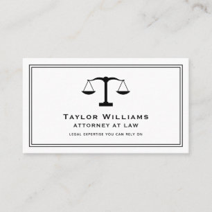 Attorney At Law Lawyer Justice Scales Black White Business Card
