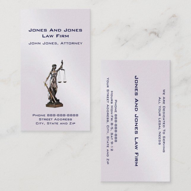 Attorney At Law Lawyer Lady Justice Business Card (Front/Back)