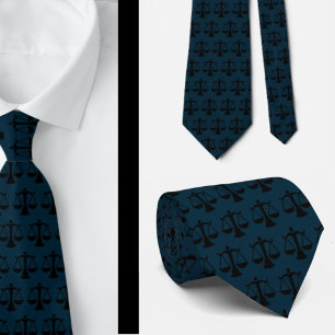 Attorney at Law Lawyer Navy Blue Scales of Justice Neck Tie