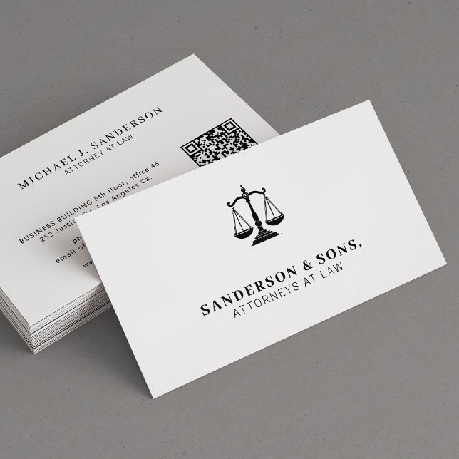 Attorney at law lawyer professional white business card (Creator Uploaded)