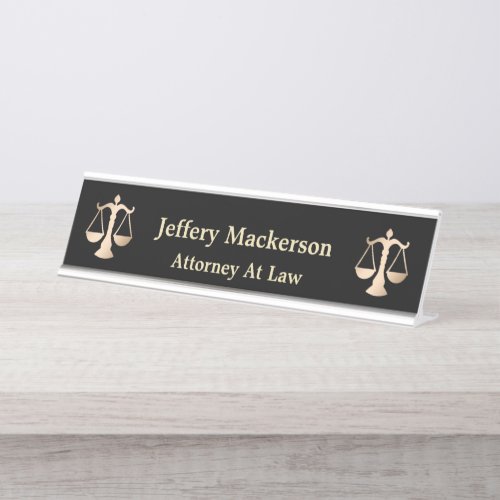 Attorney At Law Lawyer Scales of Justice Gold  Desk Name Plate