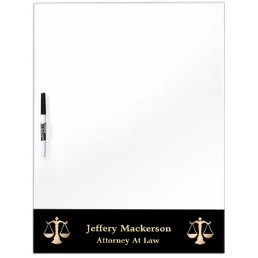Attorney At Law Lawyer Scales of Justice Gold Dry Erase Board