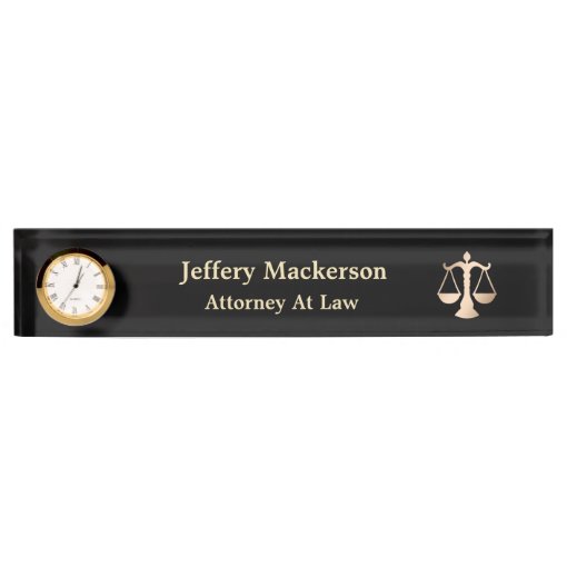 Attorney At Law Lawyer Scales Professional Custom Desk Name Plate Zazzle