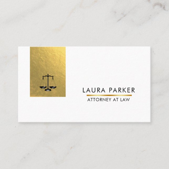 Attorney At Law Legal Black Scale Gold Business Card (Front)