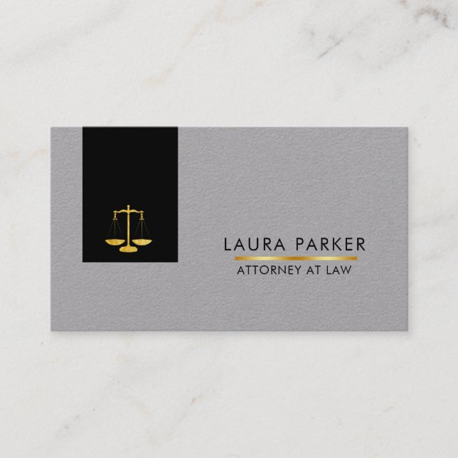Attorney At Law Legal Black Scale Gold Business Card (Front)