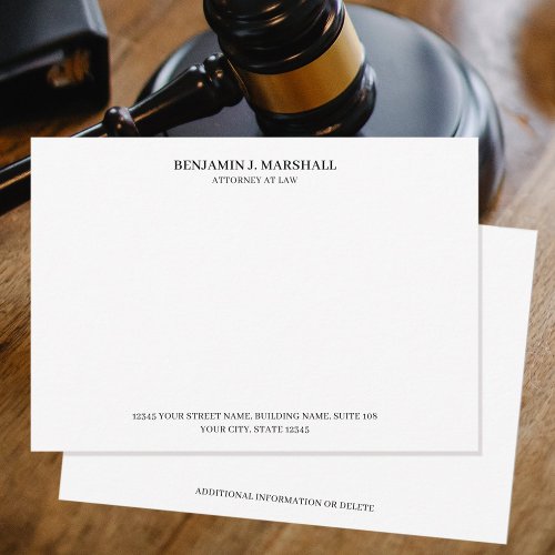 Attorney at Law Legal Formal Professional Black Note Card