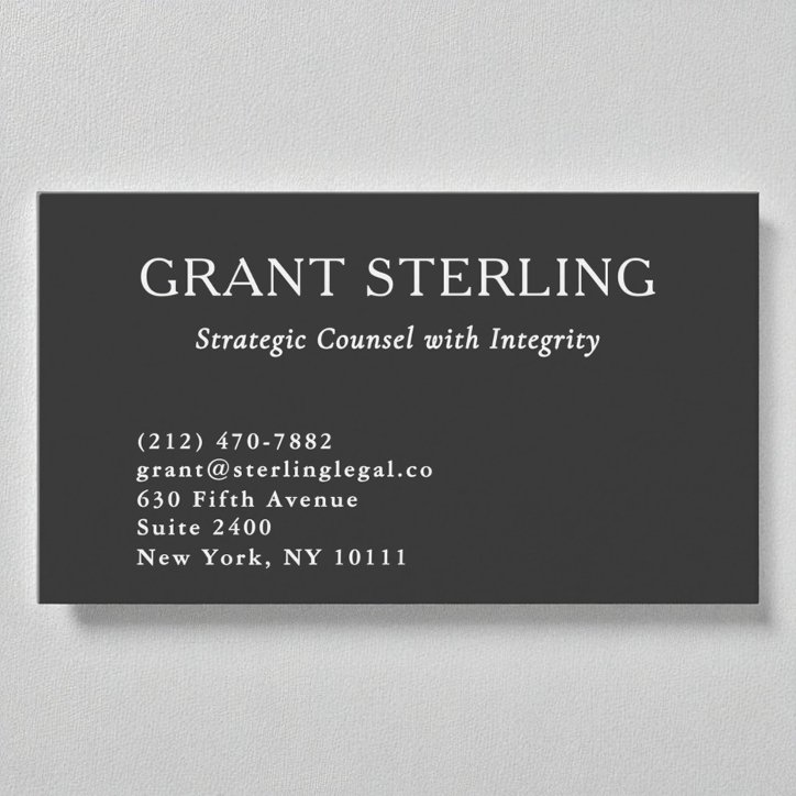 Attorney At Law Legal Minimal Charcoal Grey White Business Card