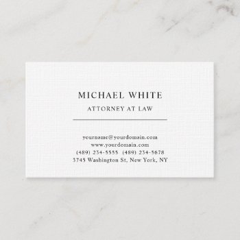 Attorney At Law Linen Minimalist Classical Pro Business Card by hizli_art at Zazzle