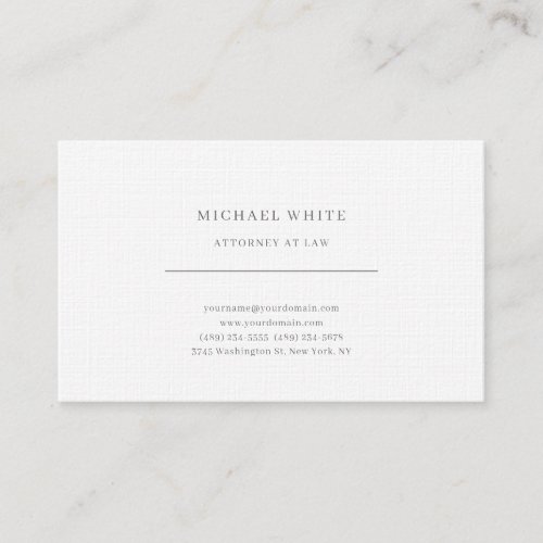 Attorney at Law Linen Minimalist Classical Pro Business Card