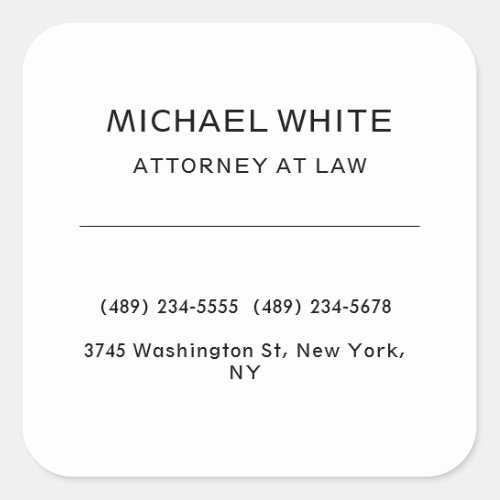 Attorney at Law Linen Minimalist Professional Square Sticker