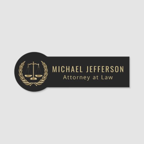 Attorney at Law _ Logo _ Black and Gold Name Tag