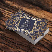 Attorney At Law Luxury Blue & Gold Damask Lawyer Business Card at Zazzle