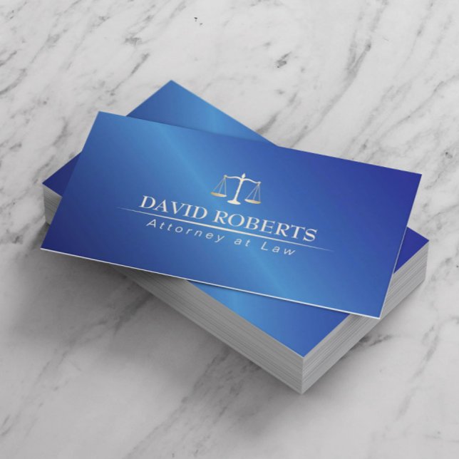 Attorney at Law Metal Blue Lawyer Business Card (Creator Uploaded)