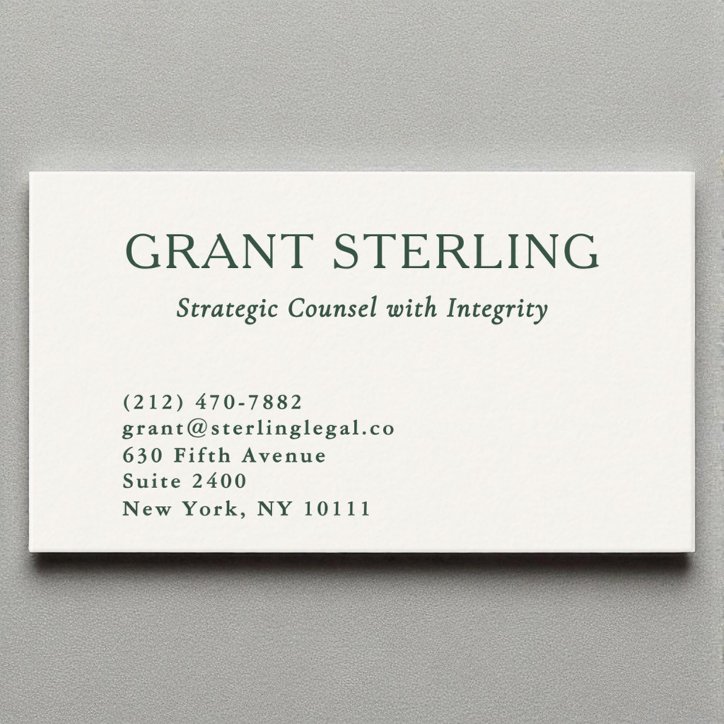 Attorney At Law Minimal Neutral Green Legal Business Card