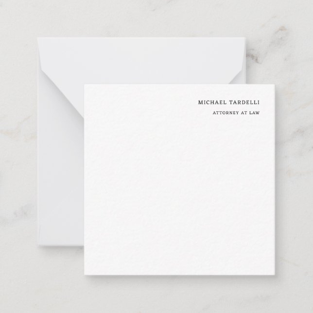 Attorney at Law Minimalist Classical Plain Note Card (Front)