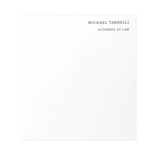 Attorney at Law Minimalist Classical Plain Notepad (Front)