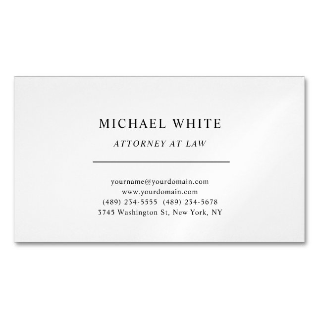 Attorney at Law Minimalist Classical Pro Business Card Magnet (Front)