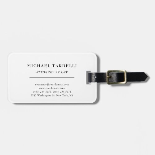 Attorney at Law Minimalist Classical Pro Luggage Tag