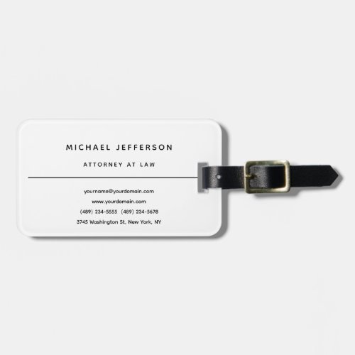 Attorney at Law Minimalist Classical Pro Luggage Tag