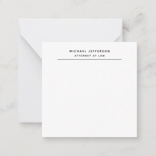 Attorney at Law Minimalist Classical Pro Note Card (Front)
