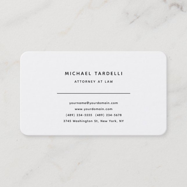 Attorney at Law Minimalist Classical Professional Business Card (Front)
