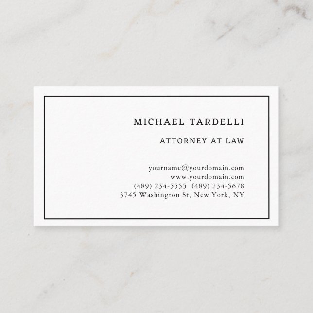 Attorney at Law Minimalist Classical Professional Business Card (Front)