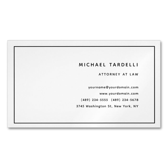 Attorney at Law Minimalist Classical Professional Business Card Magnet (Front)