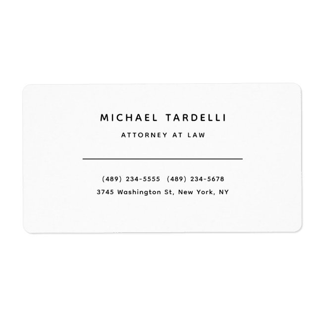 Attorney at Law Minimalist Classical Professional Label (Front)