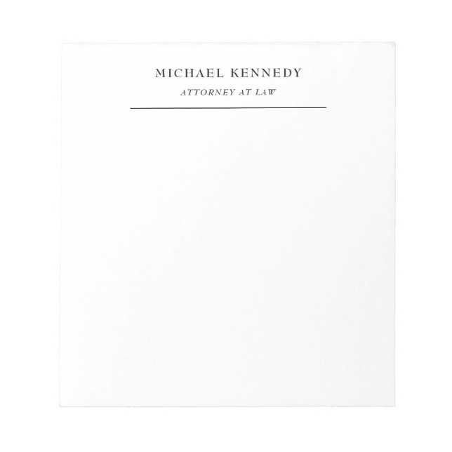 Attorney at Law Minimalist Classical Professional Notepad (Front)