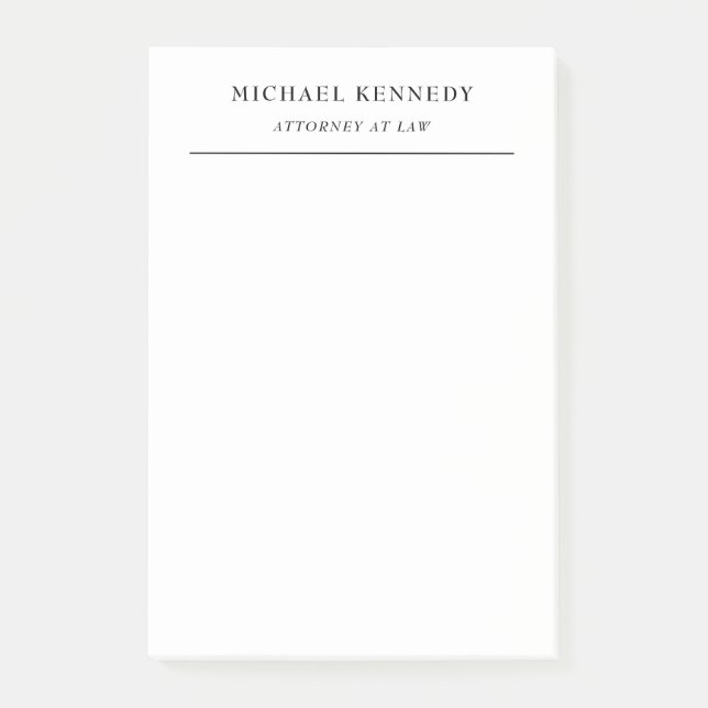 Attorney at Law Minimalist Classical Professional Post-it Notes (Front)