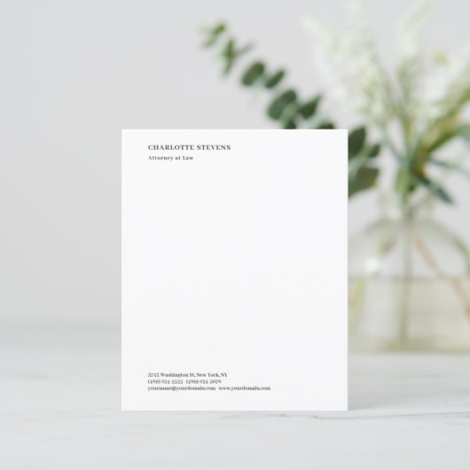 Attorney at Law Minimalist Elegant Paper Sheet (Standing Front)