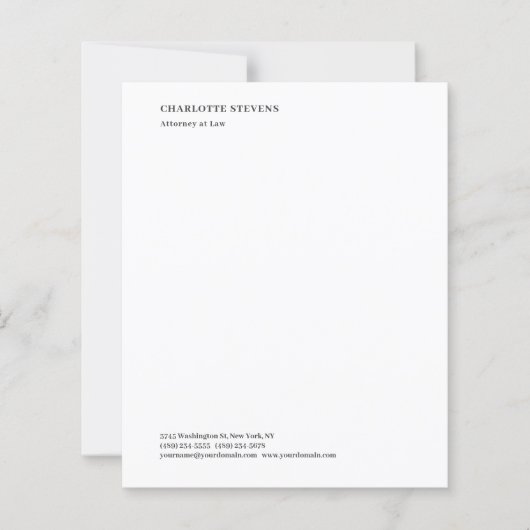 Attorney at Law Minimalist Elegant Paper Sheet (Front)