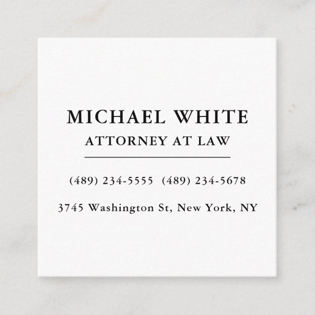 Attorney at Law Minimalist Professional Enclosure Card (Front)