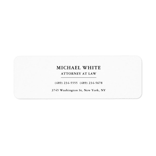 Attorney at Law Minimalist Professional Label (Front)