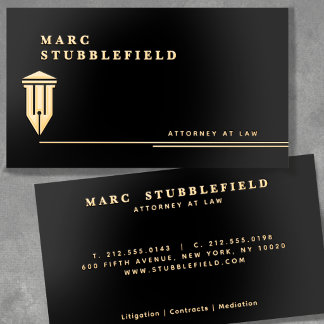 Attorney at Law  Minimalist  Real Gold Foil Spot Gloss Business Cards