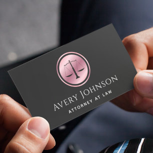 Attorney At Law Minimalist Rose Gold Scale Elegant Business Card