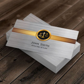 Attorney At Law Modern Gold & Silver Lawyer Business Card by cardfactory at Zazzle